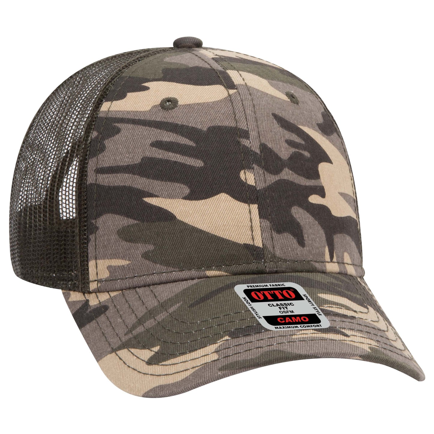 OTTO CAP® Camouflage 6 Panel Low Profile Mesh Back Trucker Hat